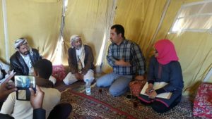 مباشرة التحقيق الميداني فى مخيم المهجرين قسراً فى مديرية الغيل محافظة الجوف