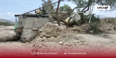 صور تظهر أضرار السيول في مديرية طور الباحة، لحج، جنوب اليمن